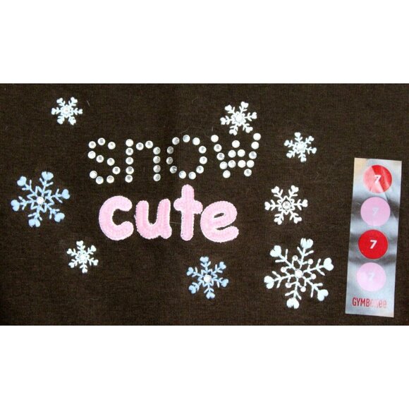 2008 Gymboree Winter Snowflake Brown Shirt SNOW CUTE Rhinestones Snowflakes sz 7 - Picture 2 of 5